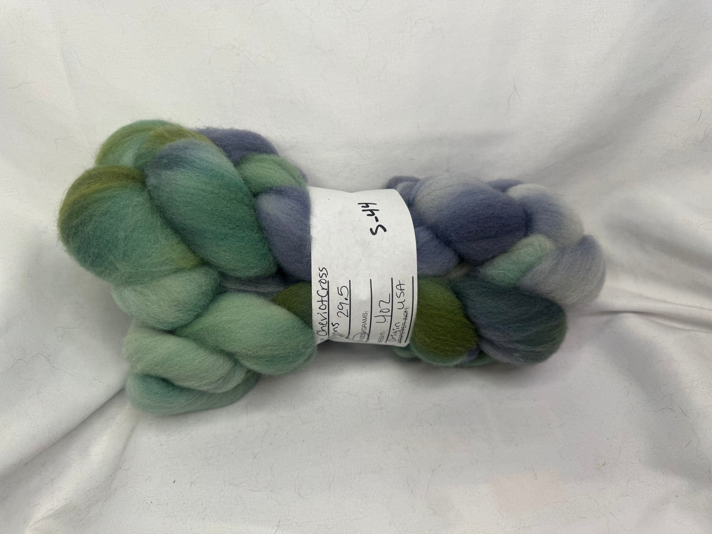 Cheviot Cross Wool Hand Dyed 4 oz Braid~USA Farm Blend(L56-S-44)