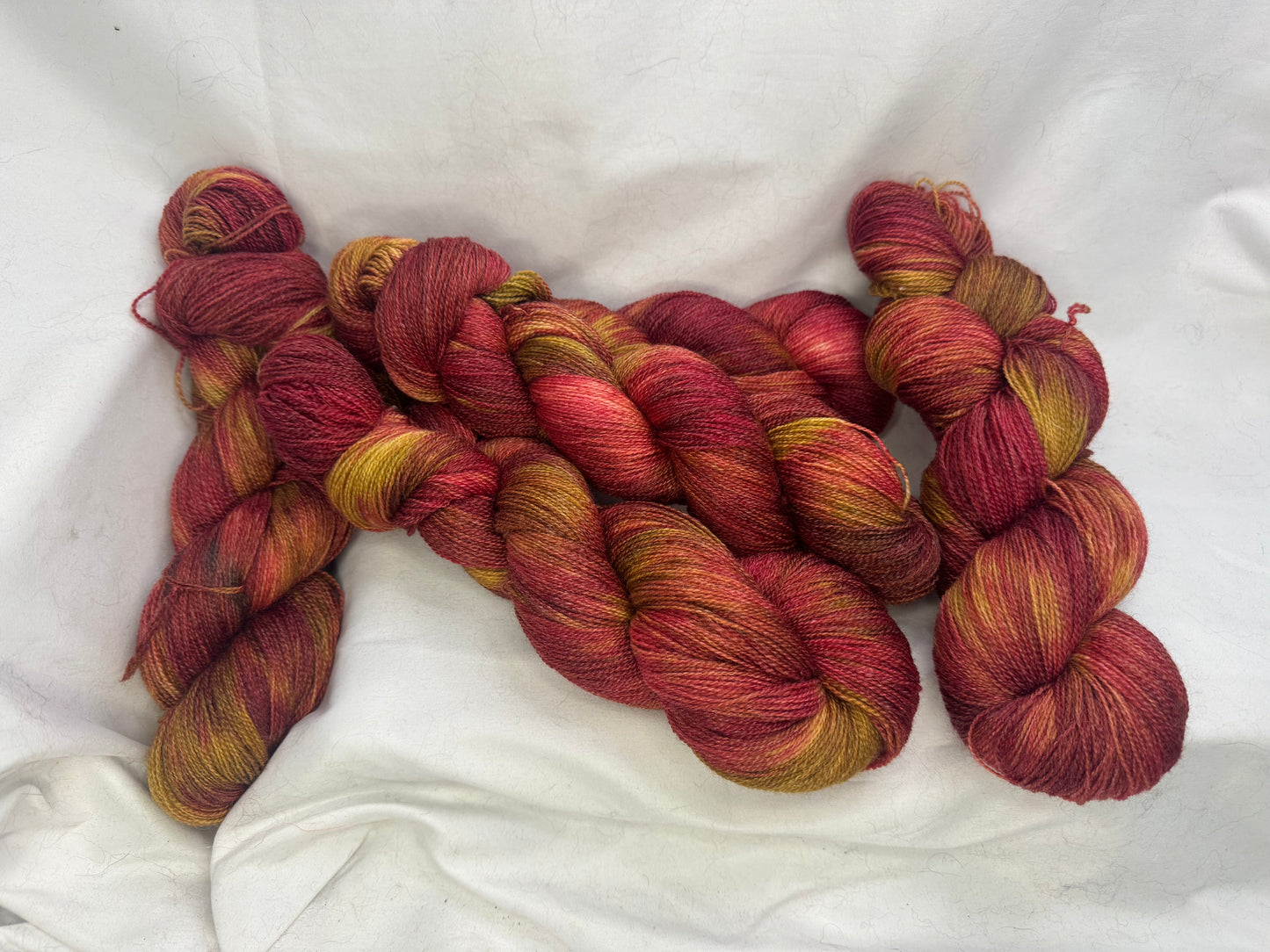 Lace Weight~Caramel Apple~Superwash Merino Wool & Bamboo~Hand Dyed Yarn~792 Yards