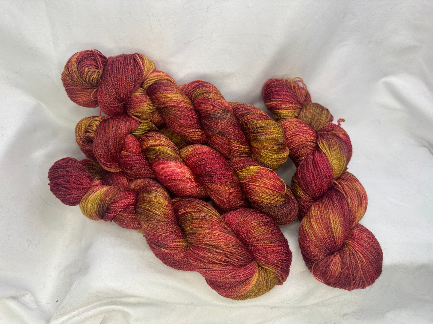 Lace Weight~Caramel Apple~Superwash Merino Wool & Bamboo~Hand Dyed Yarn~792 Yards