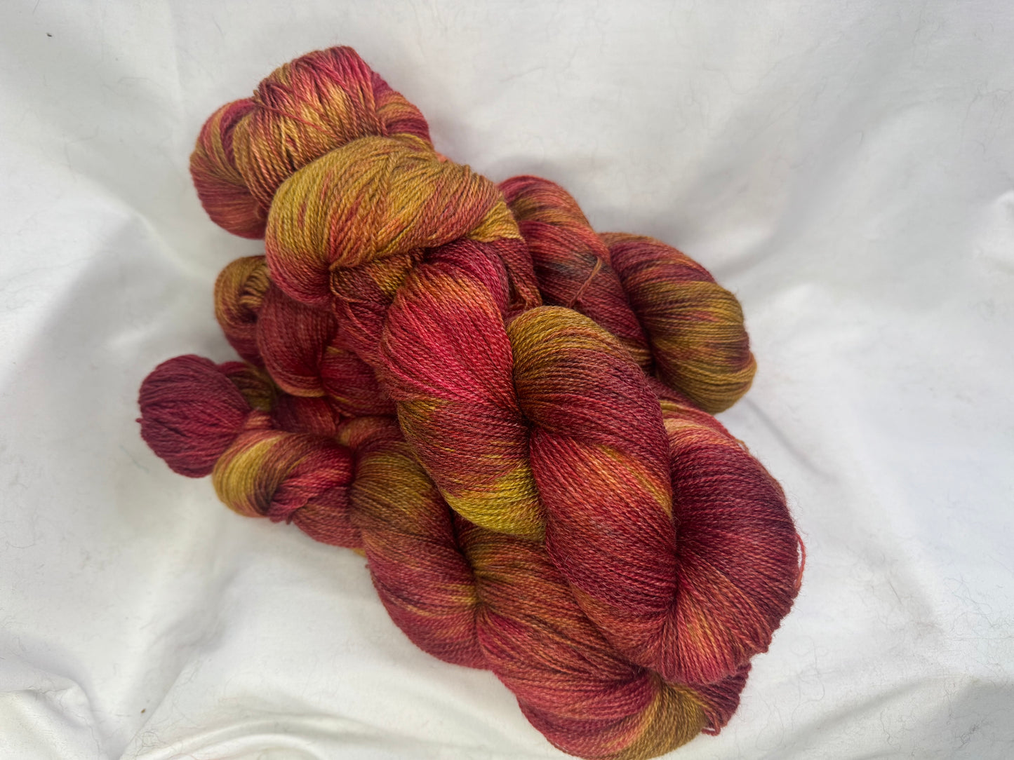 Lace Weight~Caramel Apple~Superwash Merino Wool & Bamboo~Hand Dyed Yarn~792 Yards