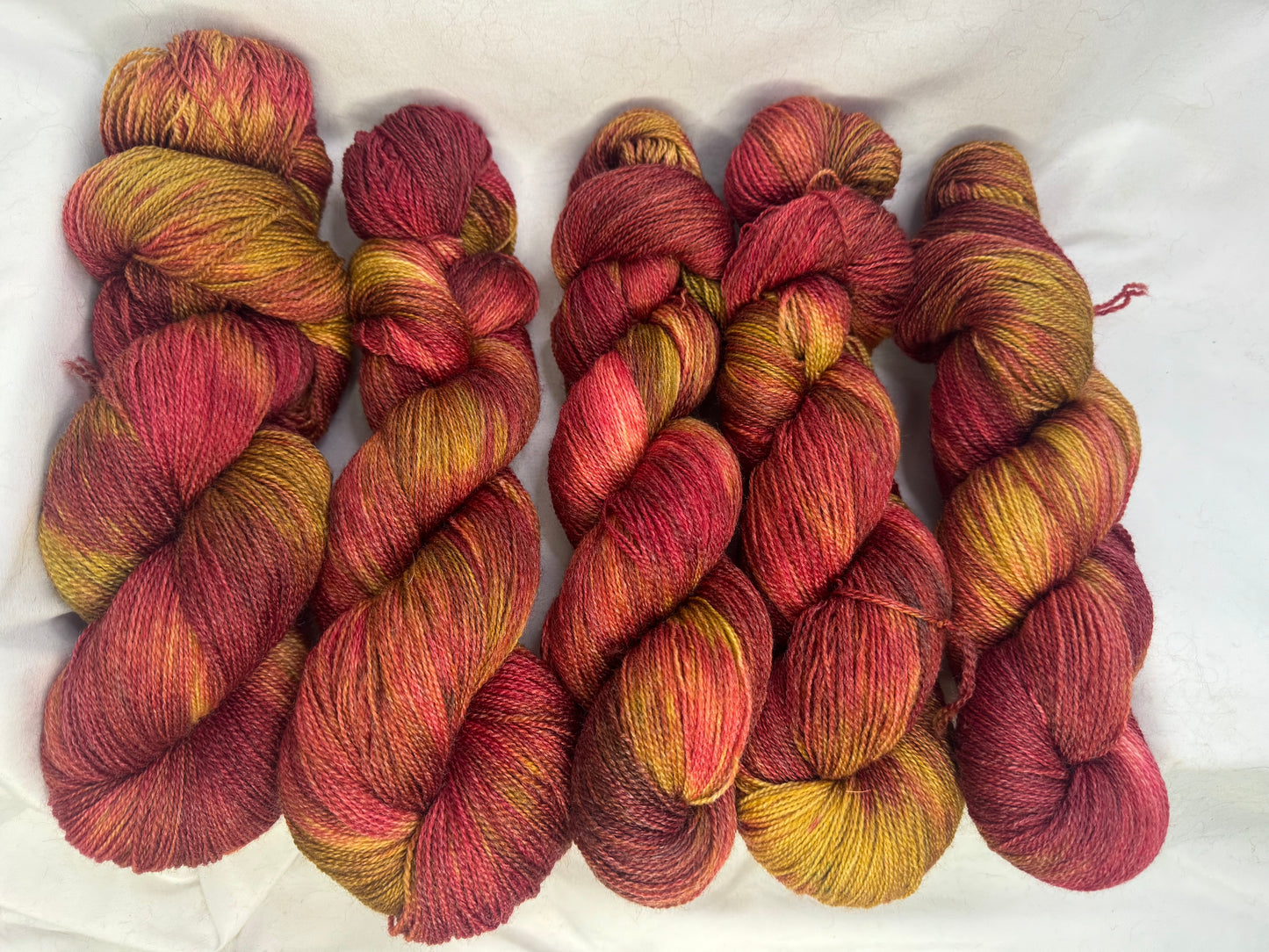 Lace Weight~Caramel Apple~Superwash Merino Wool & Bamboo~Hand Dyed Yarn~792 Yards