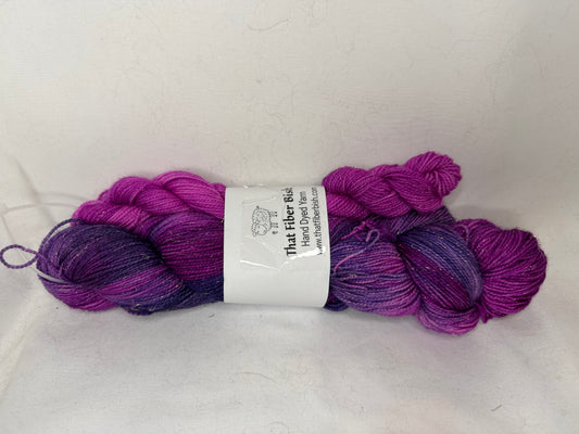"Sock Set" KK's Sparkle~Berry Crush~437 Yard Full Skein & 87 Yard Mini Skein~Hand Dyed