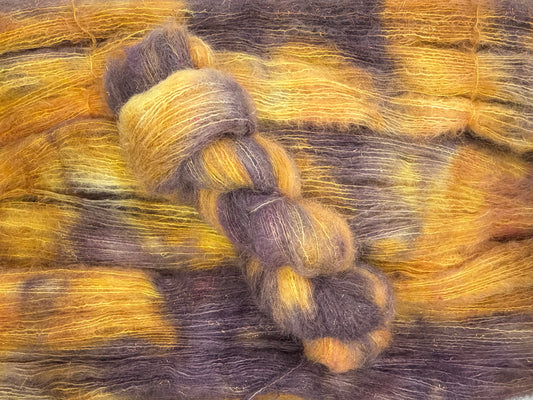Sunburnt Velvet~Celestial Halo-64/26/10 Baby Suri Alpaca, Mulberry Silk & Stellina