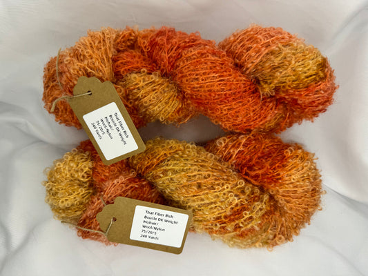 Boucle Hand Dyed Yarn~Sunset~1 Skein