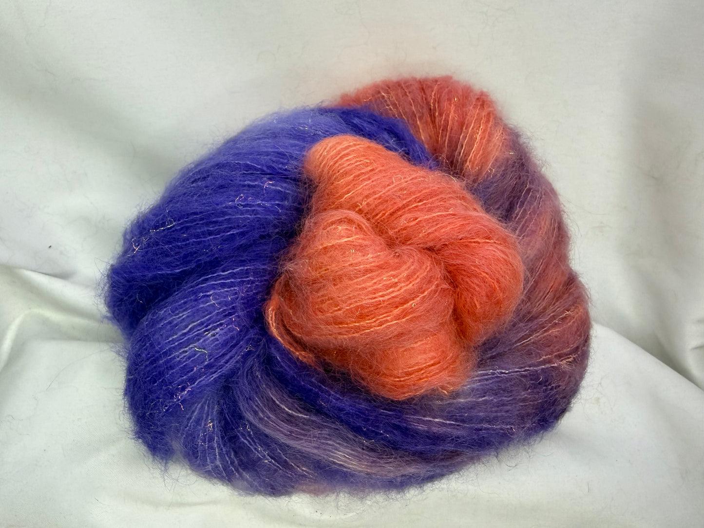 Celestial Halo~64% Baby Suri Alpaca/26% Grade A Mulberry Silk/10% Stellina Sparkle