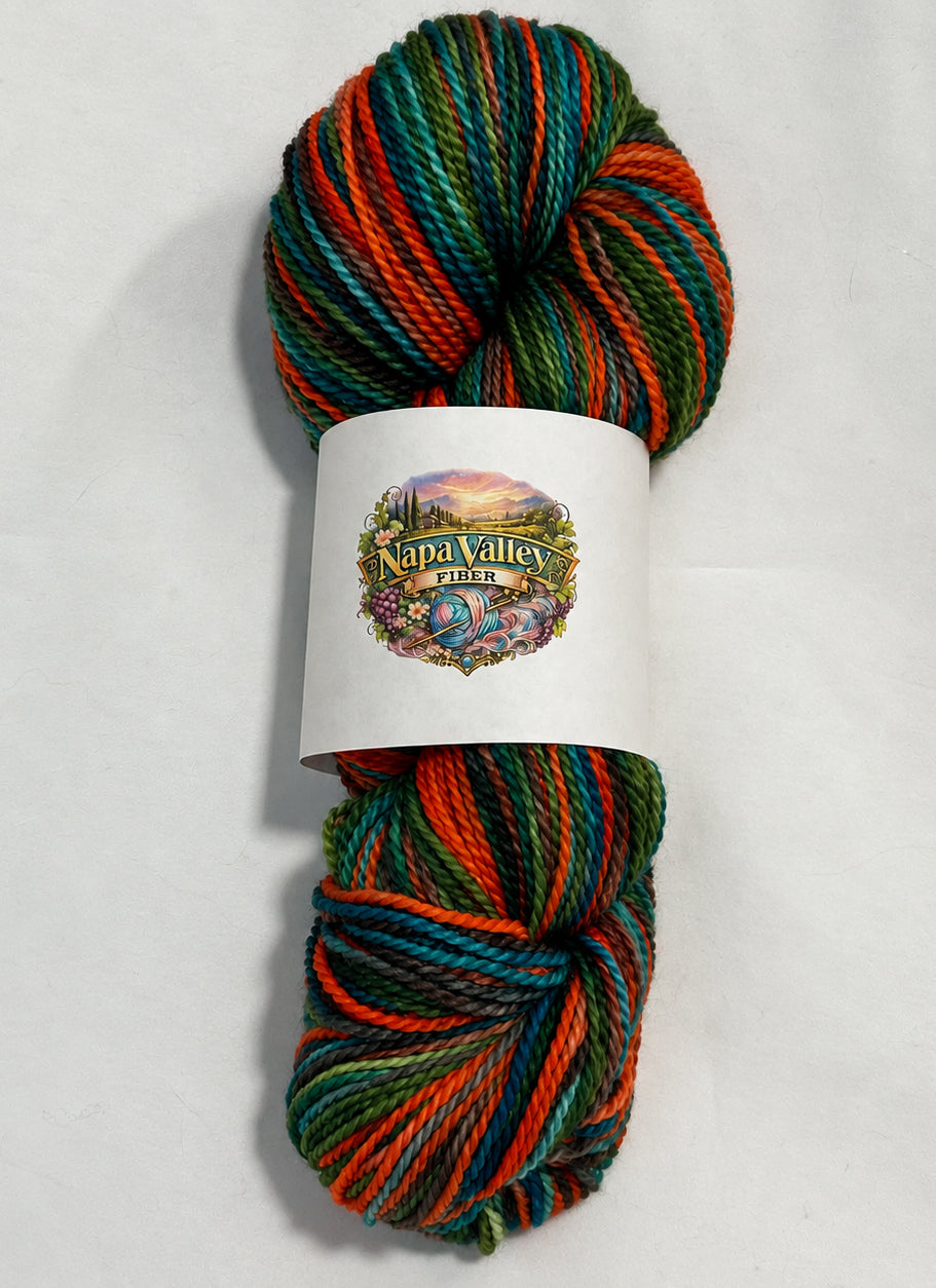 Mayacamas | Fingering/Sock Weight | 75% Superwash Merino / 25% Bio Nylon | Forest Flame | 382 Yards