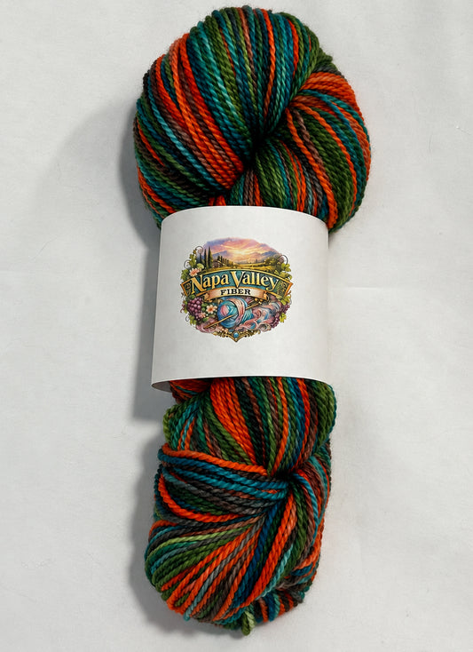 Mayacamas | Fingering/Sock Weight | 75% Superwash Merino / 25% Bio Nylon | Forest Flame | 382 Yards