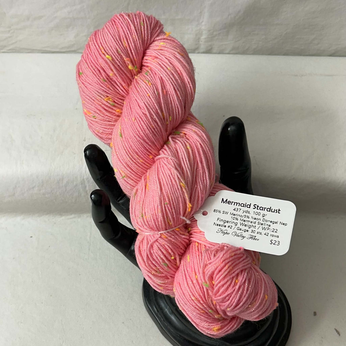 Mermaid Stardust | Fingering Weight | SW Merino Wool / Neon Donegal Nep / Mermaid Stellina, 80/10/10 | Blushing Anemone | 437 Yards