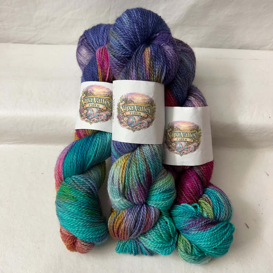 Velvet Step | Fingering/Sock Weight | SW BFL/Nylon, 70/30 | Kaleidoscope | 382 Yards