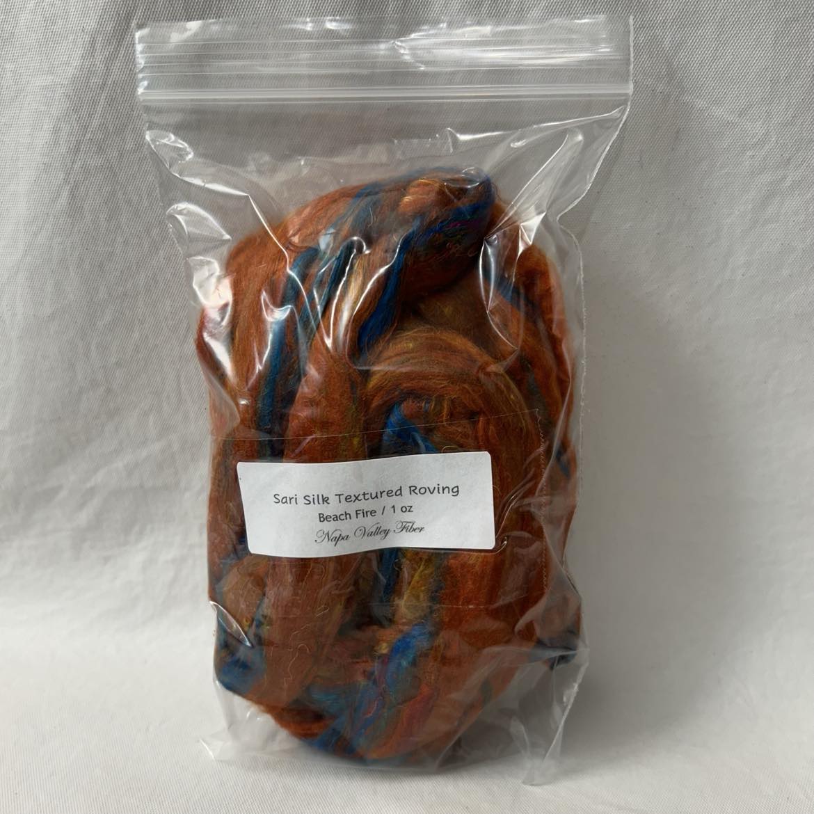 Sari Silk Textured Roving | Beach Fire | 1 oz