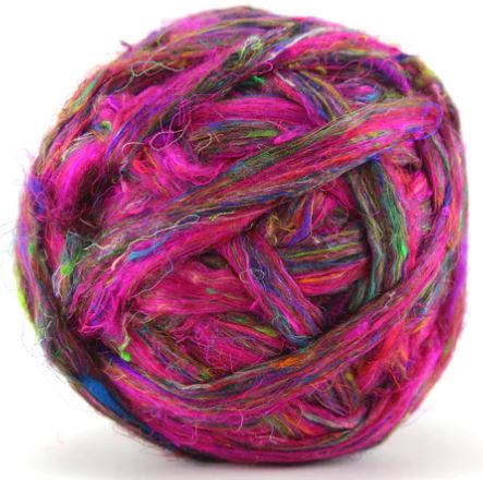 Sari Silk Textured Roving | Fireworks | 2 oz