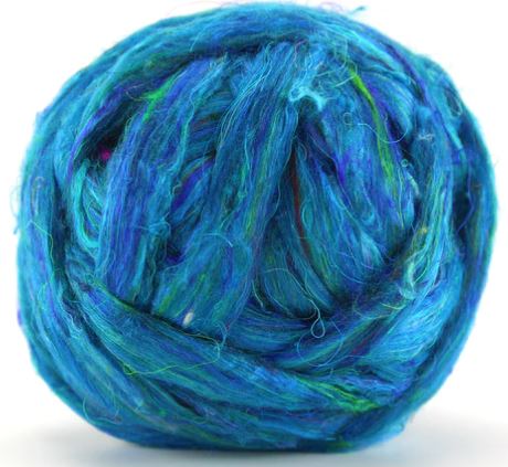 Sari Silk Textured Roving | Lagoon | 2 oz