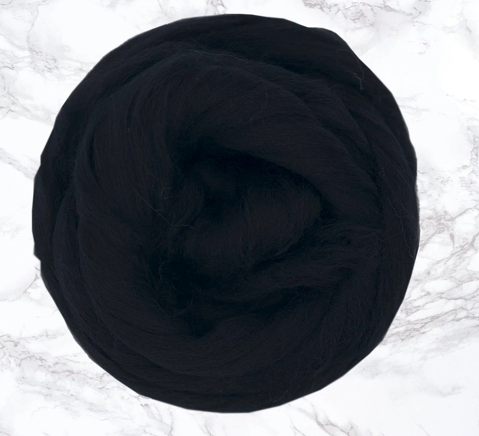 Dyed Merino Top~23 Micron-Raven